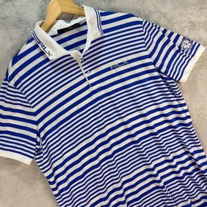 RLX Ralph Lauren Men's Golf Polo Blue White‎ Striped Pete Dye Club Sz XL Preppy